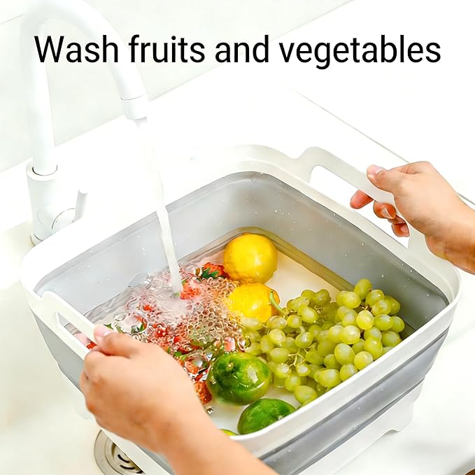 Foldable Sink Vegetable Fruit Bowl Dish Washing Storage Basin Basket, Portable - Image 6