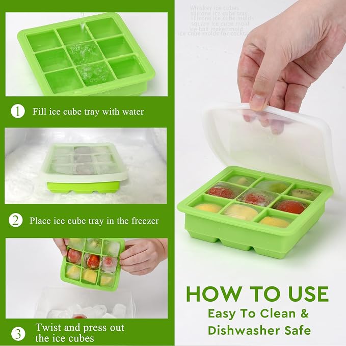 Ice Cube Tray with Lid, Small Ice Cube Trays, Silicone Ice Cube Trays - Image 7