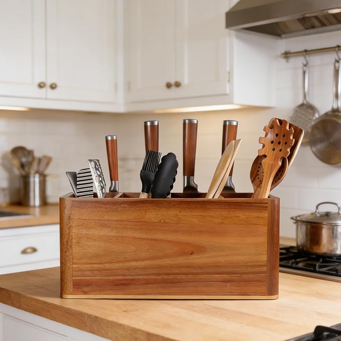 Wooden Kitchen Utensil Holder Organizer - Image 6