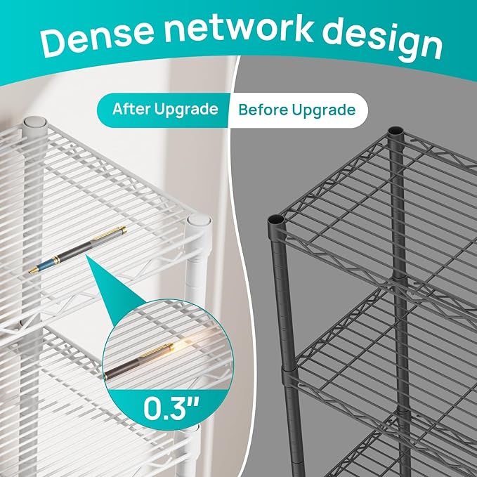 SINGAYE 6 Shelves Storage Shelf Wire Closet Bathroom Organizers Metal Pantry - Image 3