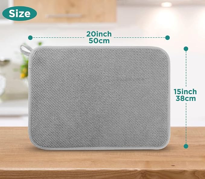 GeeRic Microfiber Dish Drying Mat, Super Absorbent Kitchen Dish Drying Pad - Image 2