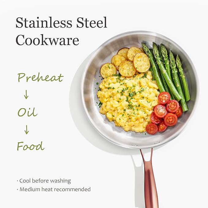 CAROTE 7-Piece Tri-Ply Stainless Steel Frying Pan Set, Skillet Set 8"/10"/12" - Image 4