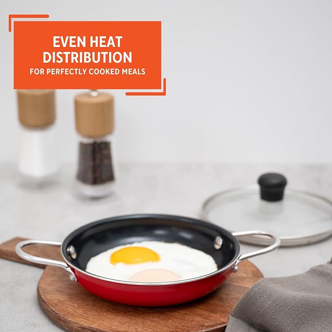 IMUSA Mini Fry Pan 5.8” Nonstick Skillet, Caribbean Red Ceramic Egg Pan - Image 5