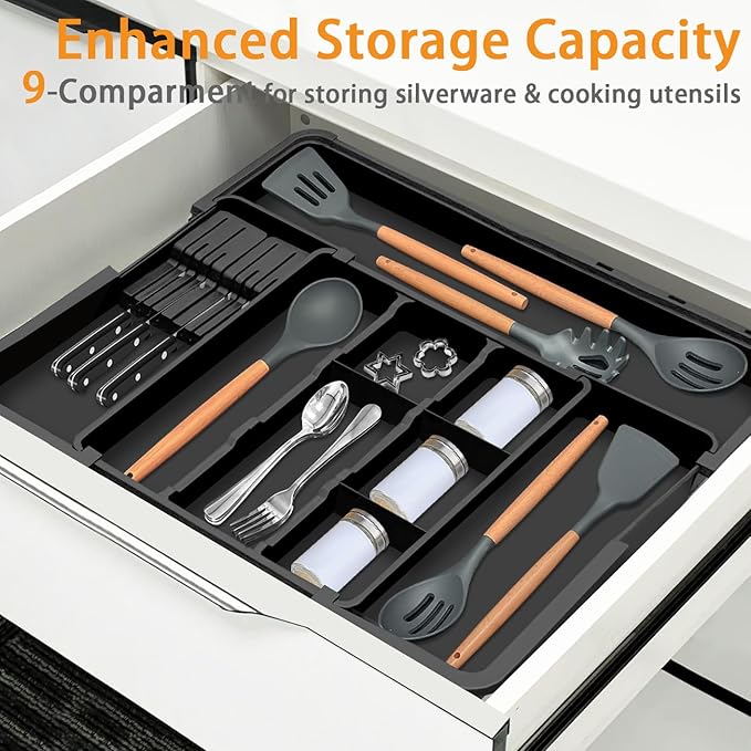 Large Utensil Drawer Organizer for Kitchen, Expandable Silverware Organizer - Image 7