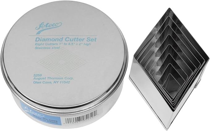 Ateco 8pc Stainless Steel Diamond Shaped Cutter Set by Ateco