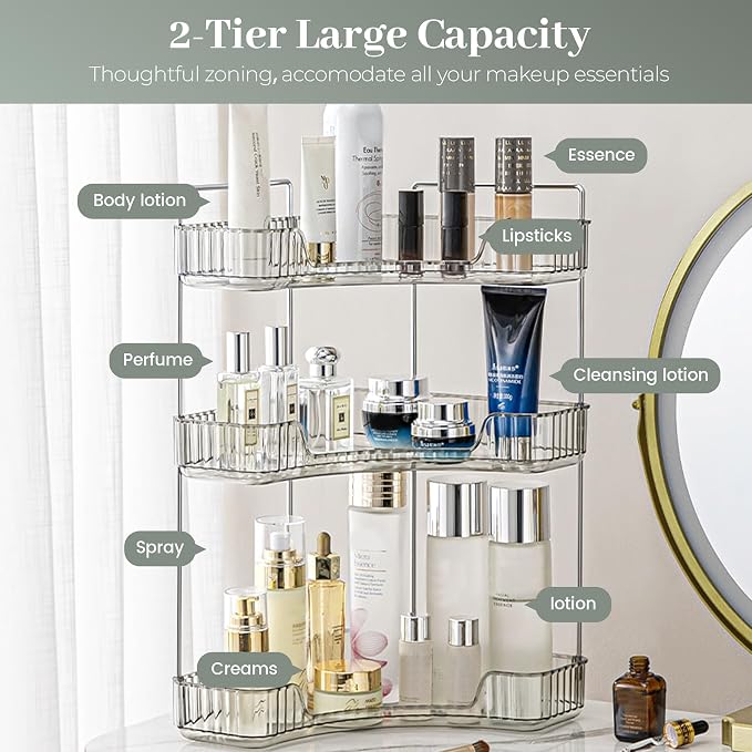Aveniee Corner Bathroom Counter Organizer, Bathroom Countertop Shelf Makeup - Image 2