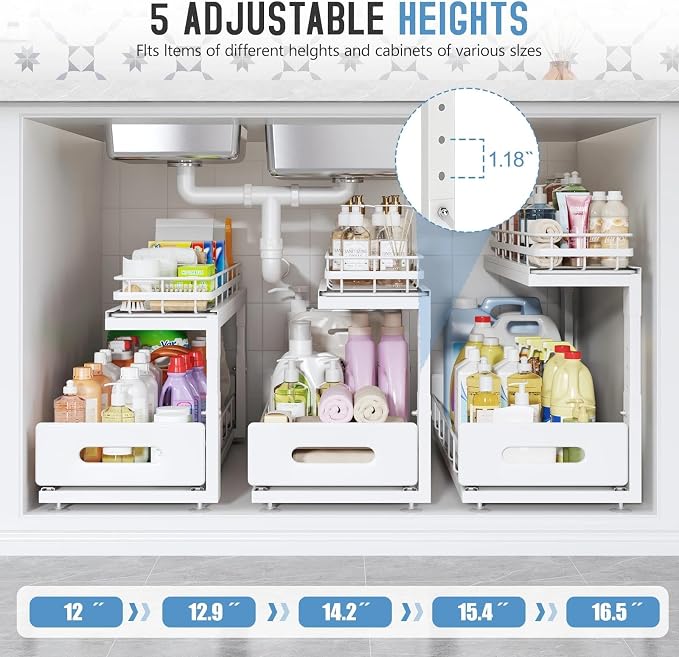 Under Sink Organizer Upgrade To Professional Rails, 2-Tier Dual Pull Out - Image 6