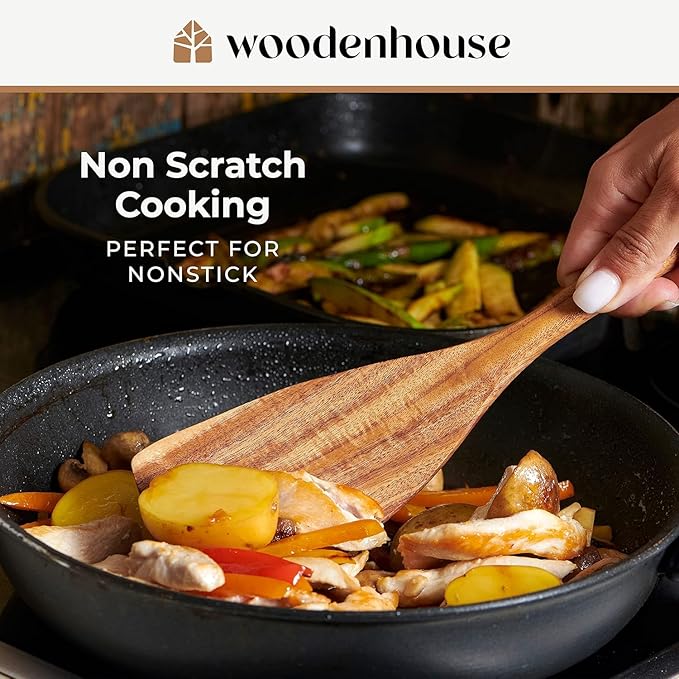 Wooden Spoons for Cooking – 10 Pcs Teak Wood Utensil Set, Nonstick Safe & Heat - Image 5