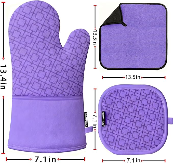 Oven Mitts and Pot Holders Sets 6pcs, Kitchen Oven Glove, High Heat Resistant - Image 2