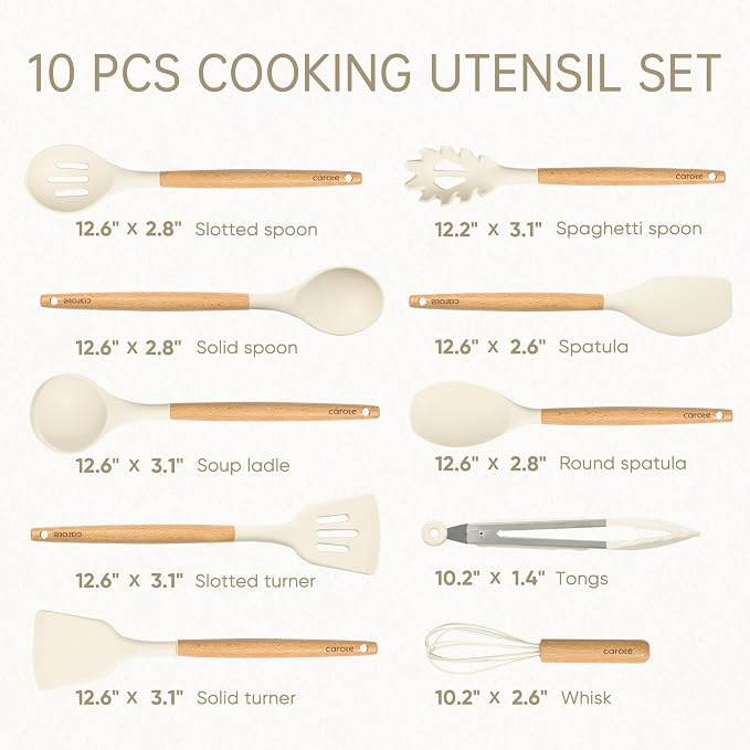 CAROTE Silicone Cooking Utensils Set, Kitchen Utensils Set 10 Pcs - Image 2