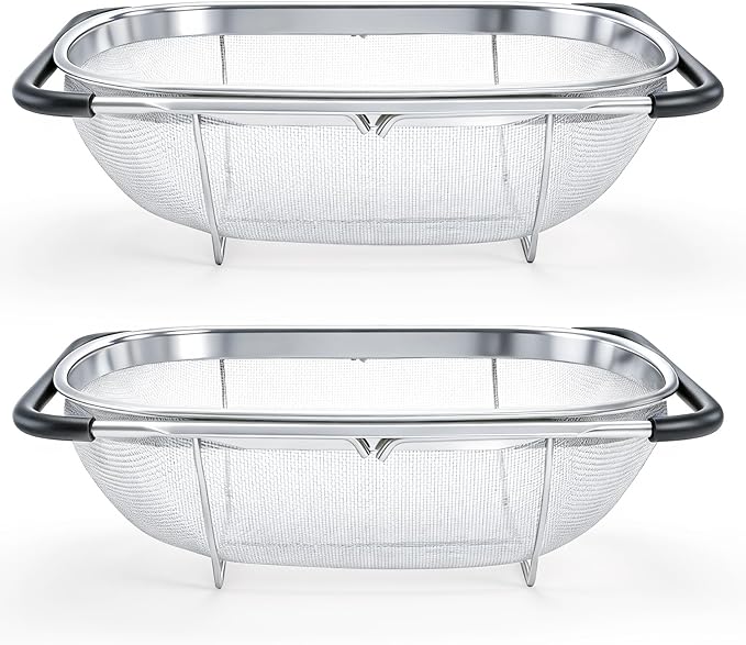 Suwimut 2 Pack Over the Sink Oval Colander by Suwimut