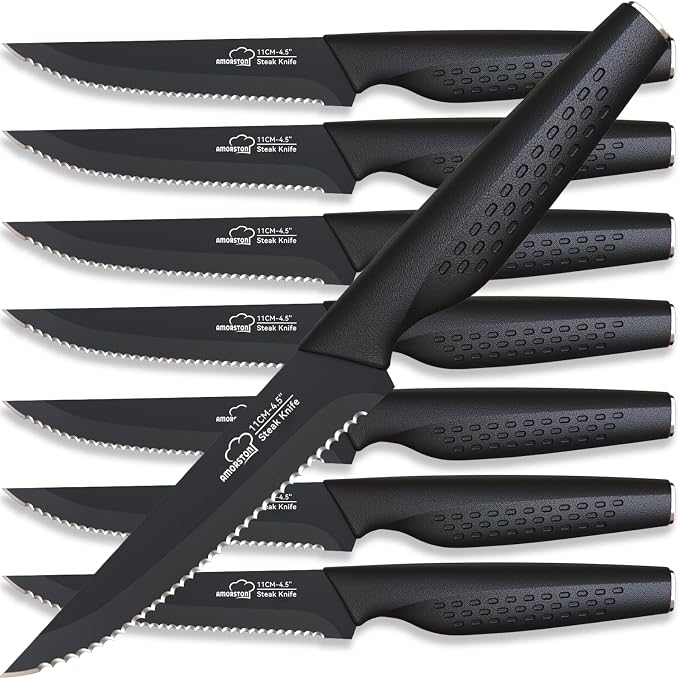 Amorston Steak Knives, Steak Knives Set of 8, Stainless Steel Steak Knife Set by Amorston