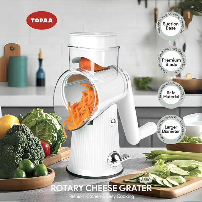 Rotary Cheese Grater with Handle - Image 3