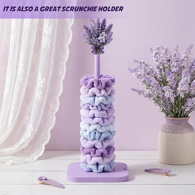 Leinuosen Lavender Paper Towel Holder Farmhouse Lavender Flower Wooden Paper - Image 5