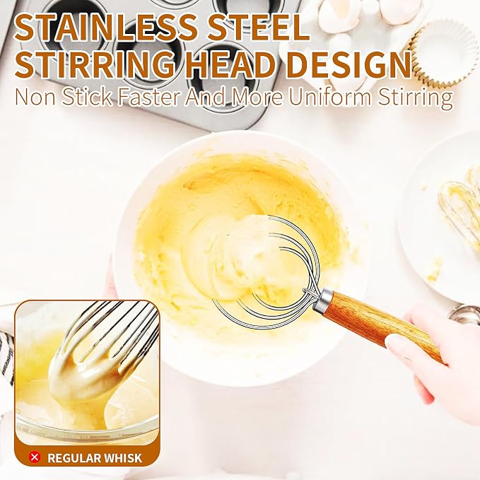 TEEVEA Danish Dough Whisk for Bread Sourdough, Wooden Handle & Stainless Steel - Image 5