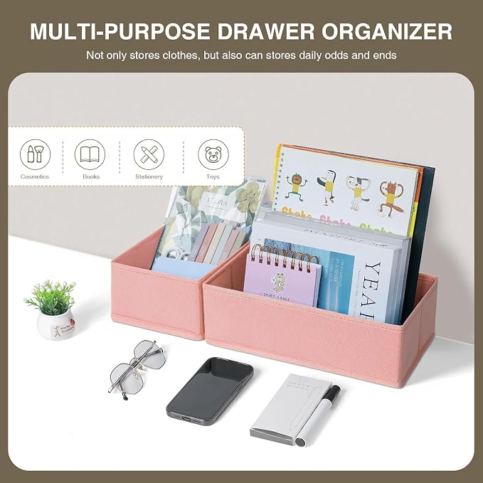 DIMJ Drawer Organizer for Clothing, 15 Pack Fabric Drawer Organizer Bins - Image 5