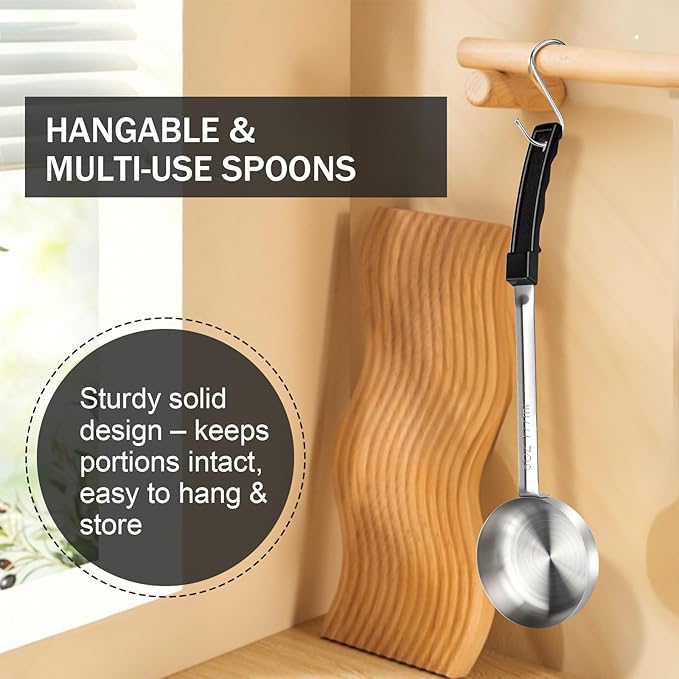 6 Ounce Solid Stainless Steel Portion Control Ladle Spoon -2Pcs Pizza Sauce - Image 3