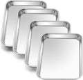 E-far 4 Pack Toaster Oven Trays, 9.4”x7.3” Stainless Steel Small Baking Cookie by E-far