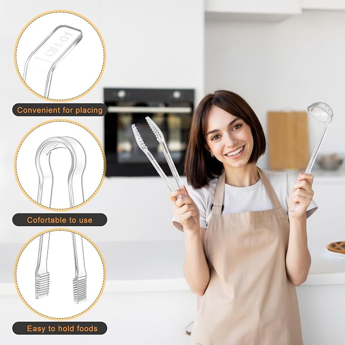 6 Pieces Plastic Serving Utensils Set Including 3 Pcs 1 oz Small Ladle and 3 - Image 3