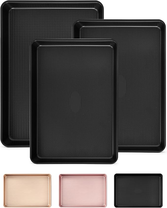 Professional Non-Stick Baking Sheets Set, 3-Piece Heavy Duty Carbon Steel by Unknown