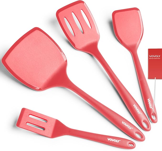 Silicone Spatula Set, 600°F Heat Resistant Silicone Spatula Turner Flipper by VOVOLY