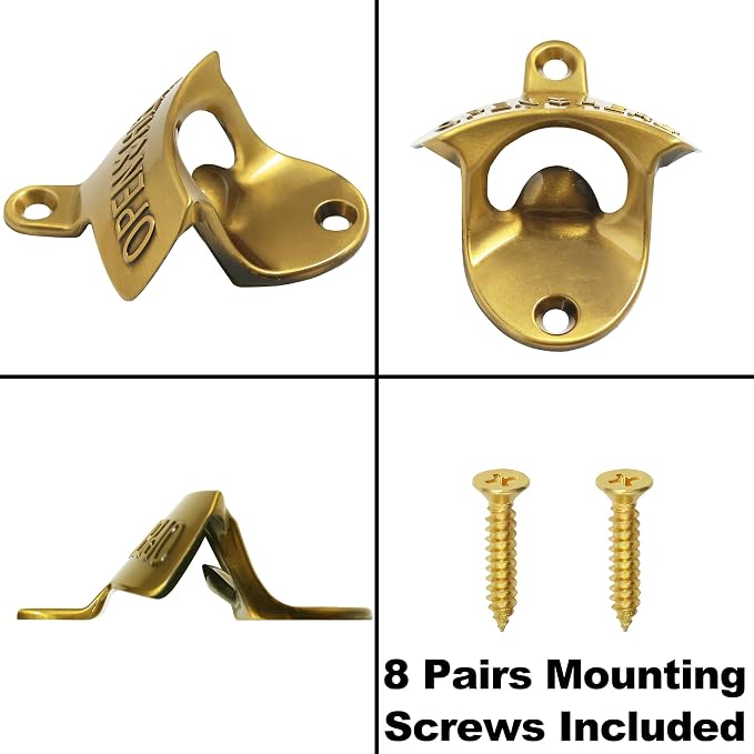 8 Packs Bulk Beer Opener Wall Mounted Vintage Gold Bottle Cap Opener - Image 5