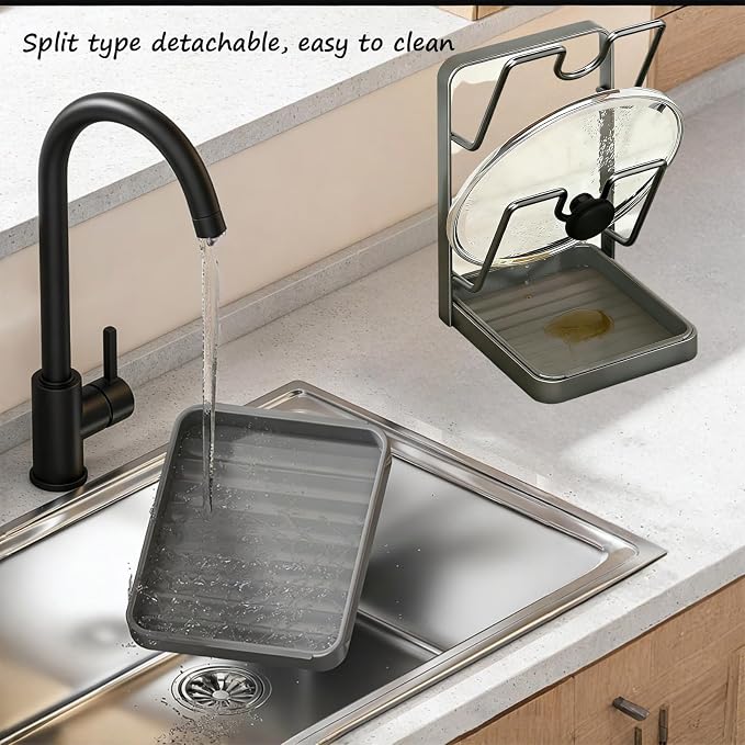 Kitchen Pot Lid Storage Rack, Stainless Steel Pot Lid Holder While Cooking - Image 7