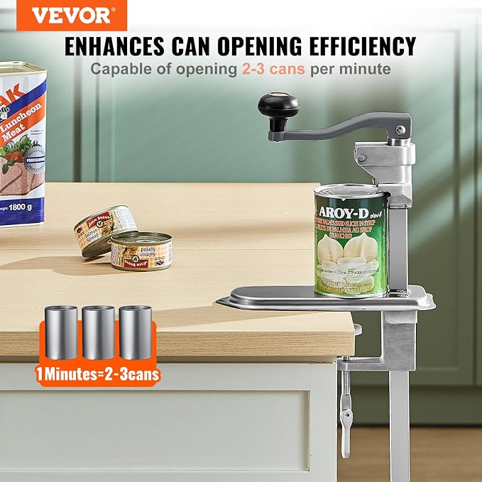 VEVOR Commercial Can Opener, 23.2"/59cm Long, Stainless Steel Manual Table Can - Image 2