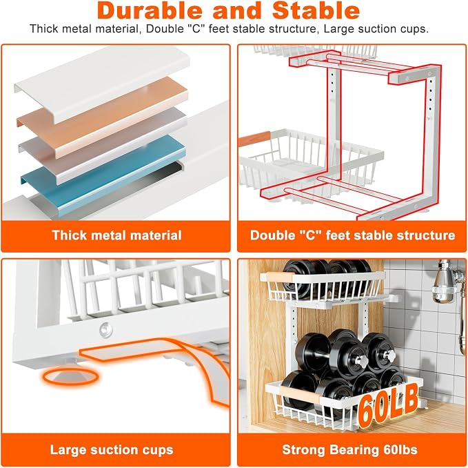 Under Sink Organizer, 2 Pack 2 Tier Under Sink Organizers and Storage, Slide - Image 5