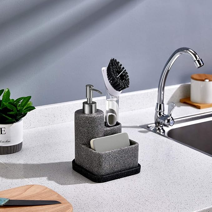 ZCCZ Black Soap Dispenser with Sponge Holder, Kitchen Soap Dispenser Pump - Image 5