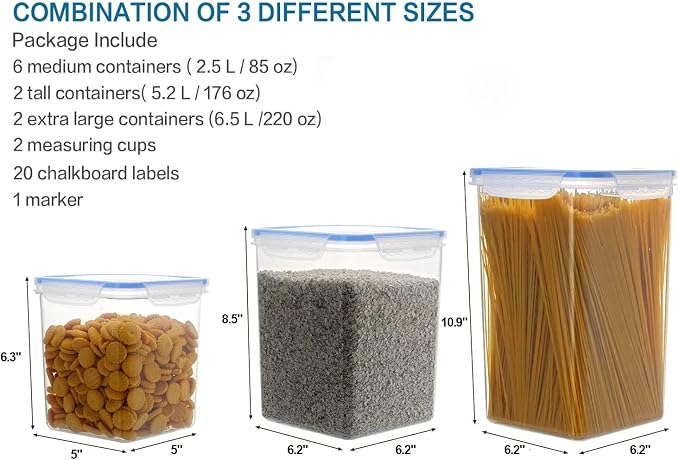VERONES Large Tall Airtight Food Storage Containers, 10 PACK Plastic Airtight - Image 2