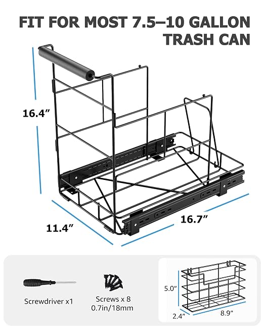 Bulado Pull Out Trash Can Under Cabinet, Under Sink Trash Can Kit - Image 3