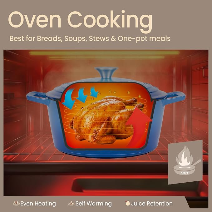 Bakken Enameled Cast Iron Dutch Oven Pot, 6QT Dutch Oven - Image 8