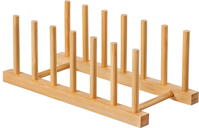 HBlife Bamboo Dish Plate Bowl Cup Book Pot Lid Cutting Board Drying Rack Stand by HBlife