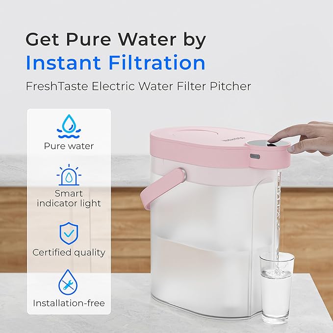 Waterdrop ED06P Electric Water Filter Pitcher, FreshTaste Rechargeable Dispenser - Image 2