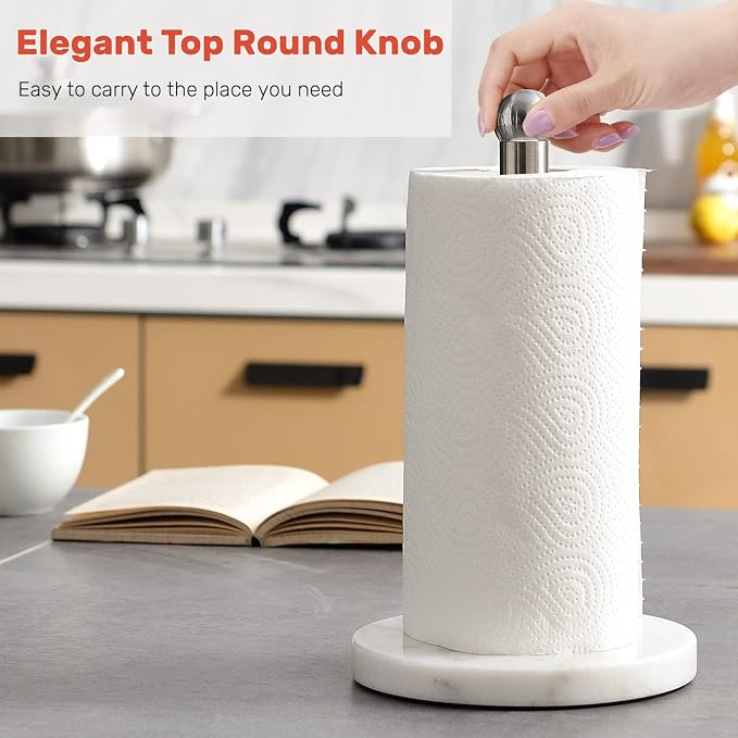 Heavy Weighted Paper Towel Holder, Easy One-Handed Design - Image 5