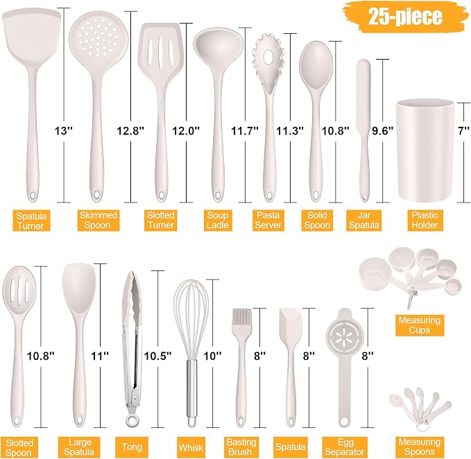 E-far Silicone Cooking Utensils Set, 25 Piece Kitchen Utensils - Image 2