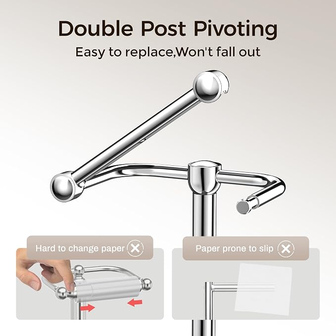 RARXTR Toilet Paper Holder Stand, Bathroom Free Standing Toilet Paper Stand - Image 3