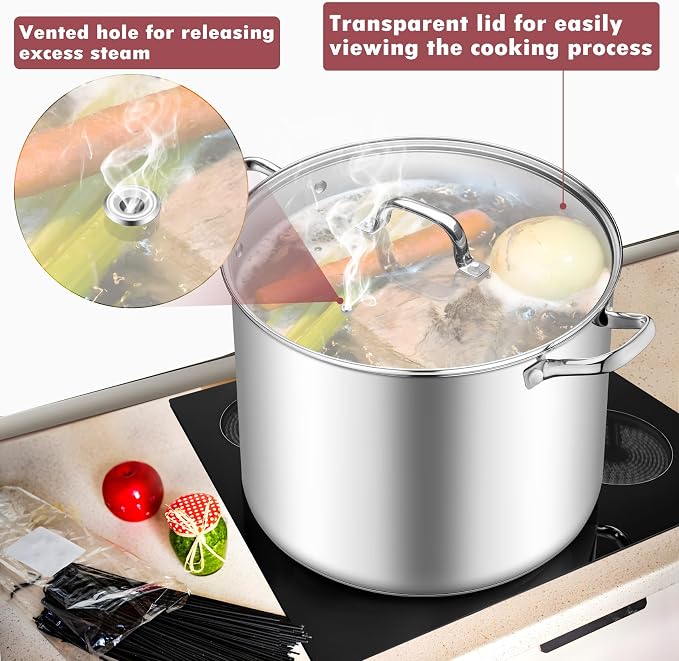TeamFar 20QT Stock Pot, Stainless Steel Stockpot Large Induction Cooking Pot - Image 4