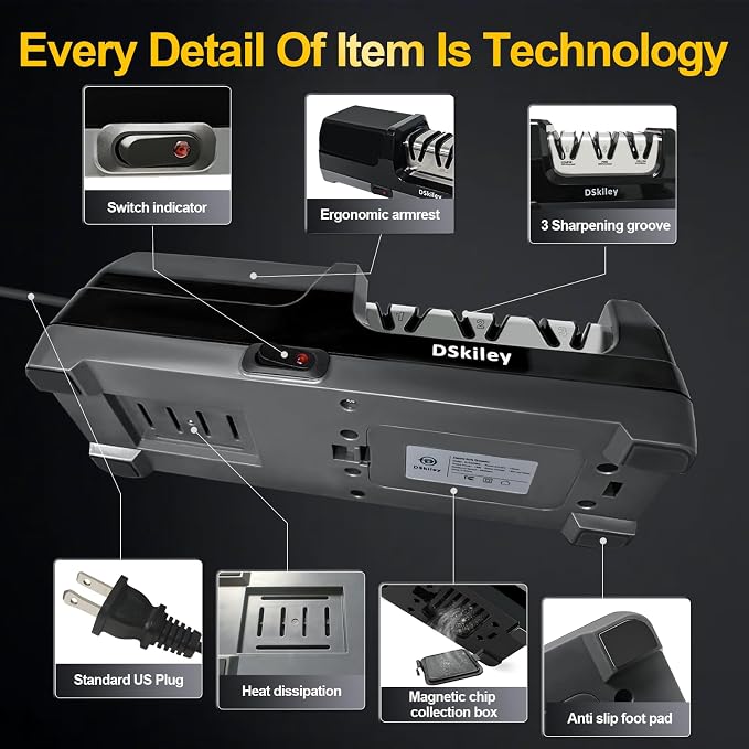 Electric Knife Sharpener for Kitchen – Professional 3-Stage 100% Diamond System - Image 8