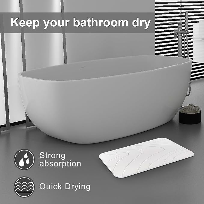 JUERLEN 2 Pack Diatomaceous Earth Shower Mat, Stone Bath Mat, Nonslip Super - Image 7