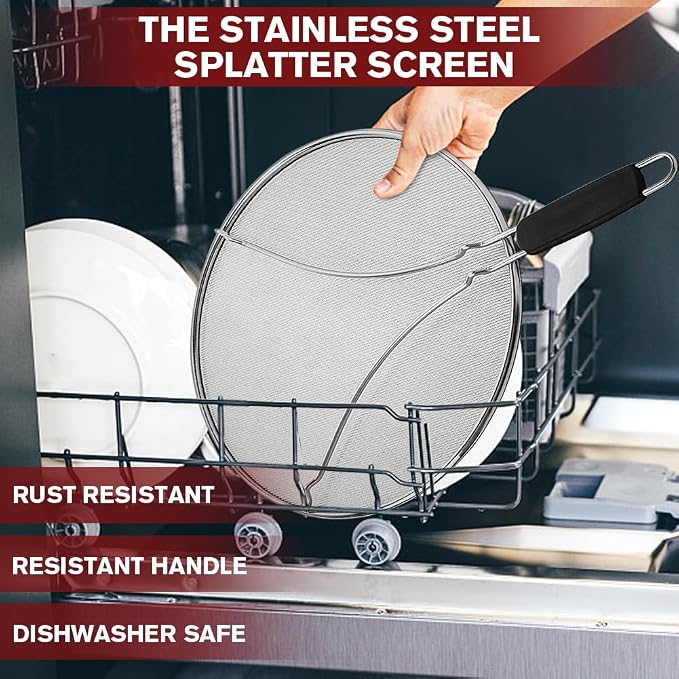 Splatter Screen for Cooking, Perforated Stainless Steel, 13 Inch Stainless - Image 5