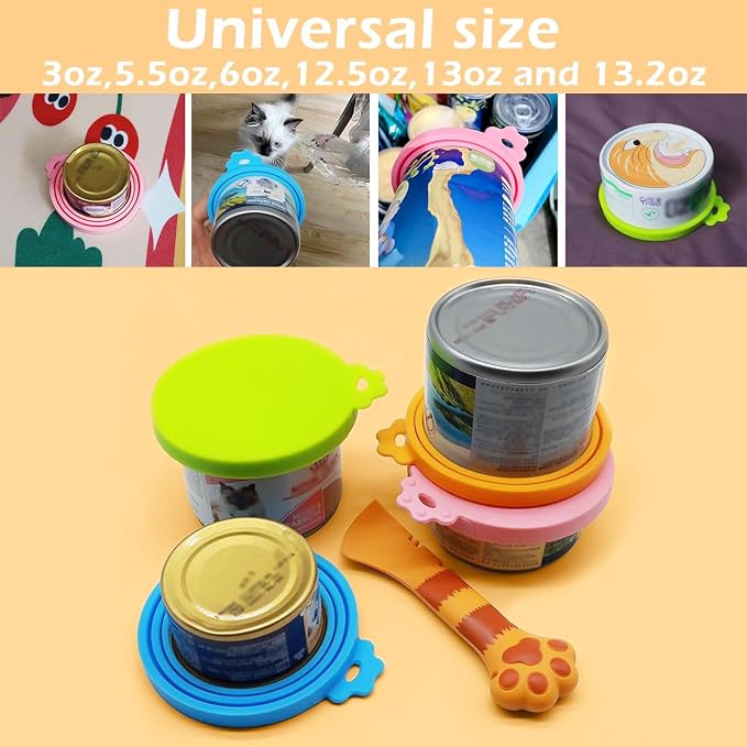 Food Can Spoon & Lids, One Multi-Functional Opener Spatula, Cute Paw Shape Spoon - Image 2