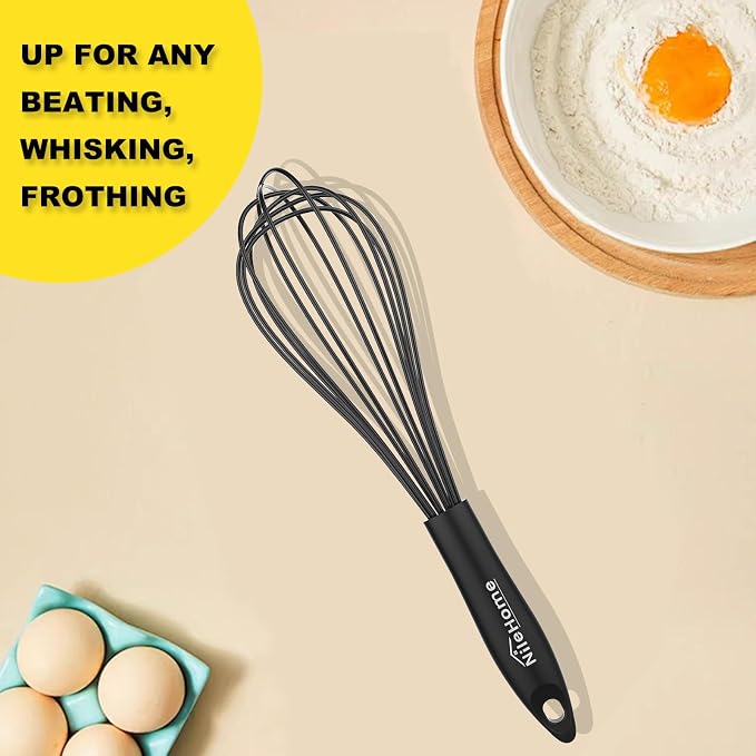 NileHome Silicone Whisk 10" Kitchen Whisk Kitchen Wisk Wire Whisks - Image 7