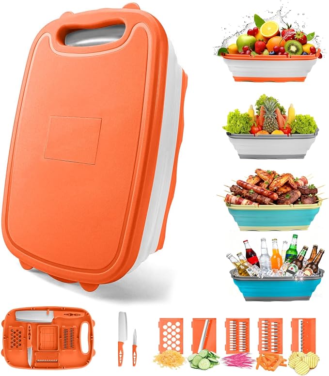 Gintan Camping Cutting Board, 9-in-1 Collapsible Chopping Board by Gintan