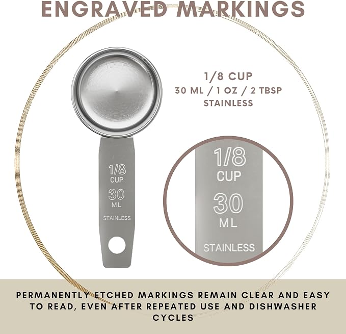 1/8 Cup Stainless Steel Measuring Cup | Sturdy Metal 30 ml | 30 cc | 1 oz | - Image 6
