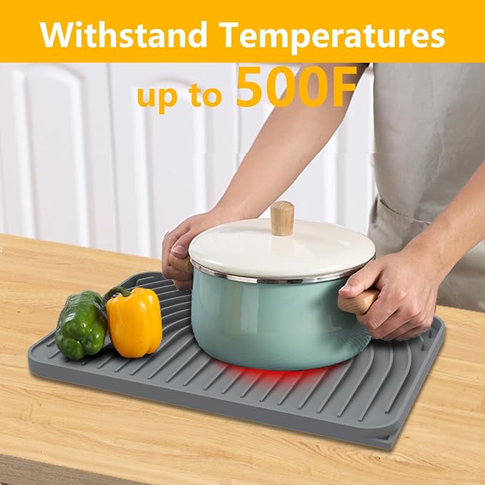 Silicone Drying Mat for Kitchen Counter, Dish Drying Rack Matt - Image 6