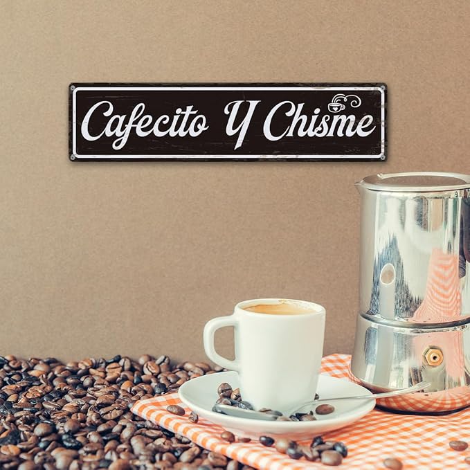Coffee Metal Signs, Cafecito y Chisme Sign, Funny Coffee Home Decor, Farmhouse - Image 6