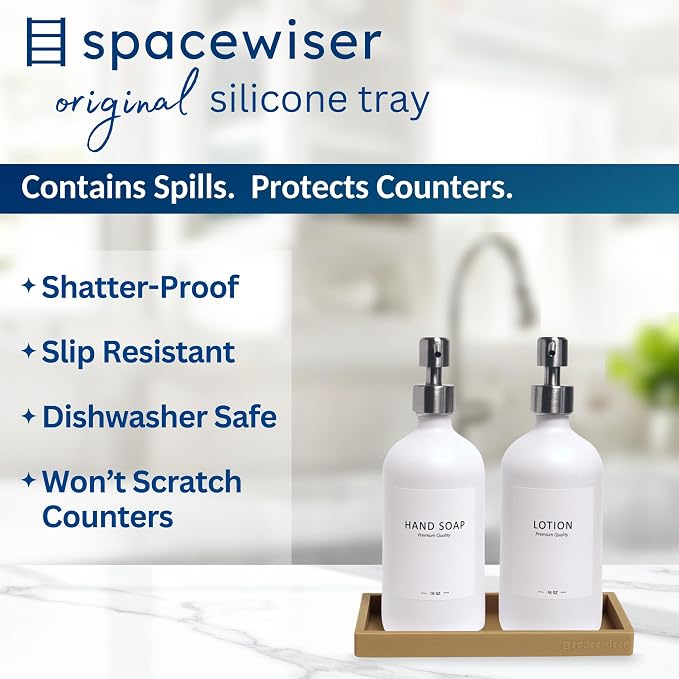 Spacewiser Countertop and Vanity Tray – Small 7.7" Silicone Soap Dispenser Trays - Image 2