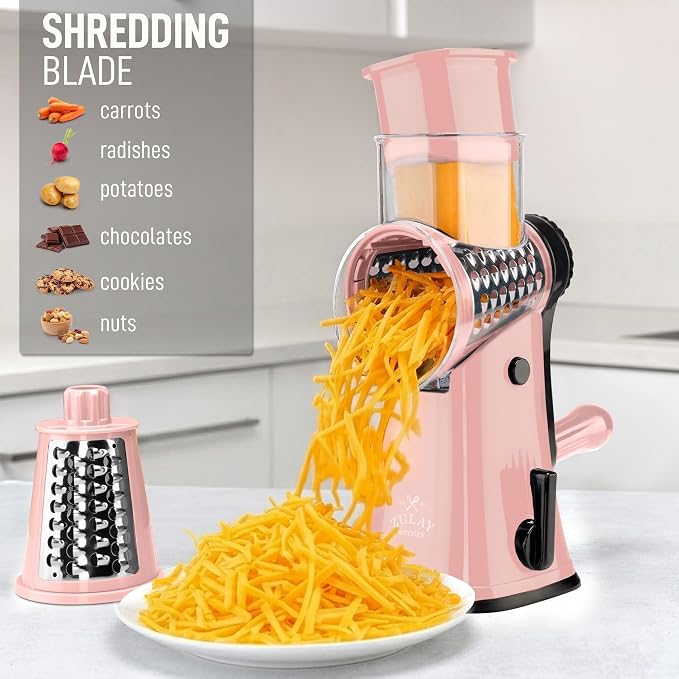 Zulay Kitchen Rotary Cheese Grater 5 Blade Cheese Shredder - Image 3
